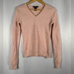 Marconi 100% Cashmere Sweater VNeck All Over Cable knit Fisherman Lightweight M